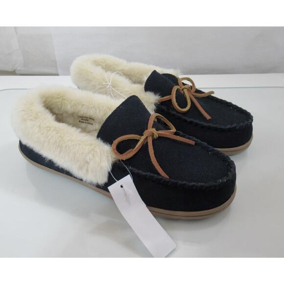 Women's Clarks Size 8 Cozy Slip On Moccasin Slippers Comfort Navy - Picture 7 of 9